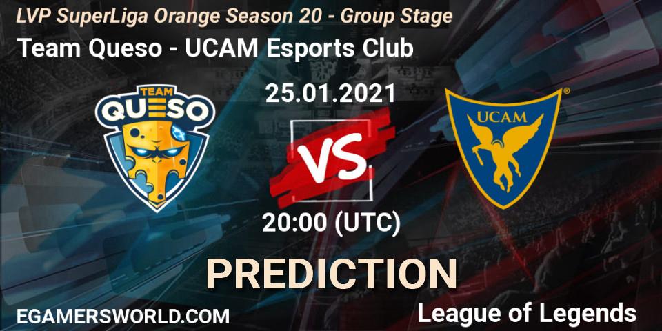 Pronósticos Team Queso - UCAM Esports Club. 25.01.2021 at 20:00. LVP SuperLiga Orange Season 20 - Group Stage - LoL