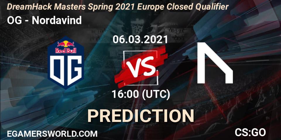 Pronósticos OG - Nordavind. 06.03.2021 at 16:00. DreamHack Masters Spring 2021 Europe Closed Qualifier - Counter-Strike (CS2)