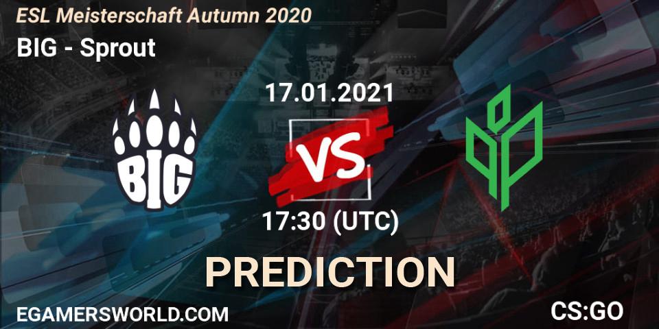 Pronósticos BIG - Sprout. 17.01.2021 at 17:30. ESL Meisterschaft Autumn 2020 - Counter-Strike (CS2)