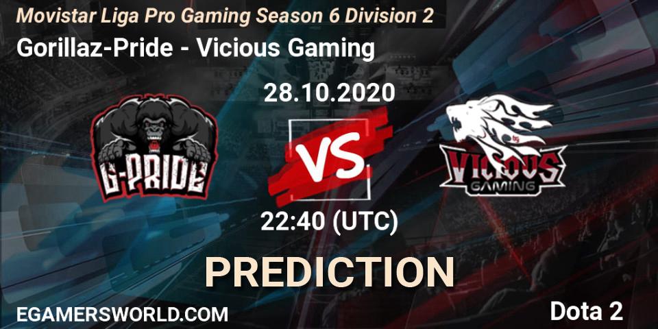 Pronósticos Gorillaz-Pride - Vicious Gaming. 30.10.20. Movistar Liga Pro Gaming Season 6 Division 2 - Dota 2