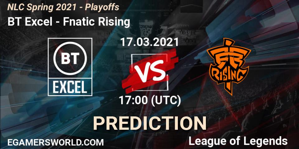 Pronósticos BT Excel - Fnatic Rising. 17.03.2021 at 17:00. NLC Spring 2021 - Playoffs - LoL