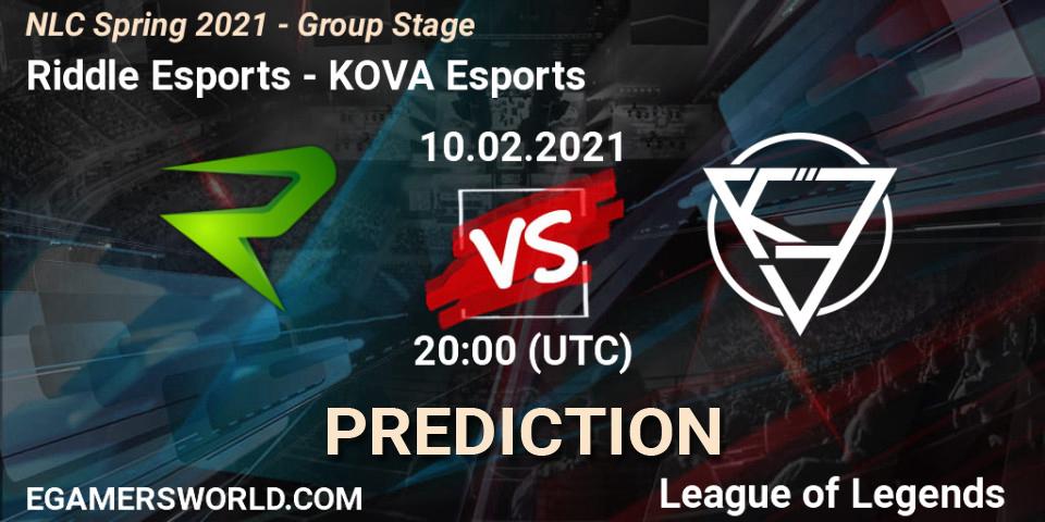 Pronósticos Riddle Esports - KOVA Esports. 10.02.2021 at 20:00. NLC Spring 2021 - Group Stage - LoL