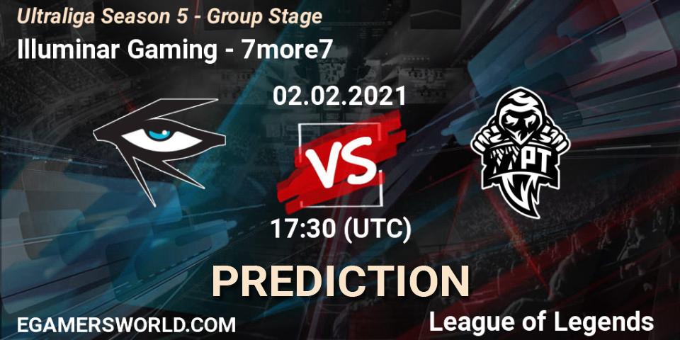 Pronósticos Illuminar Gaming - 7more7. 02.02.2021 at 17:30. Ultraliga Season 5 - Group Stage - LoL
