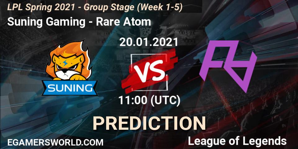 Pronósticos Suning Gaming - Rare Atom. 20.01.2021 at 11:09. LPL Spring 2021 - Group Stage (Week 1-5) - LoL