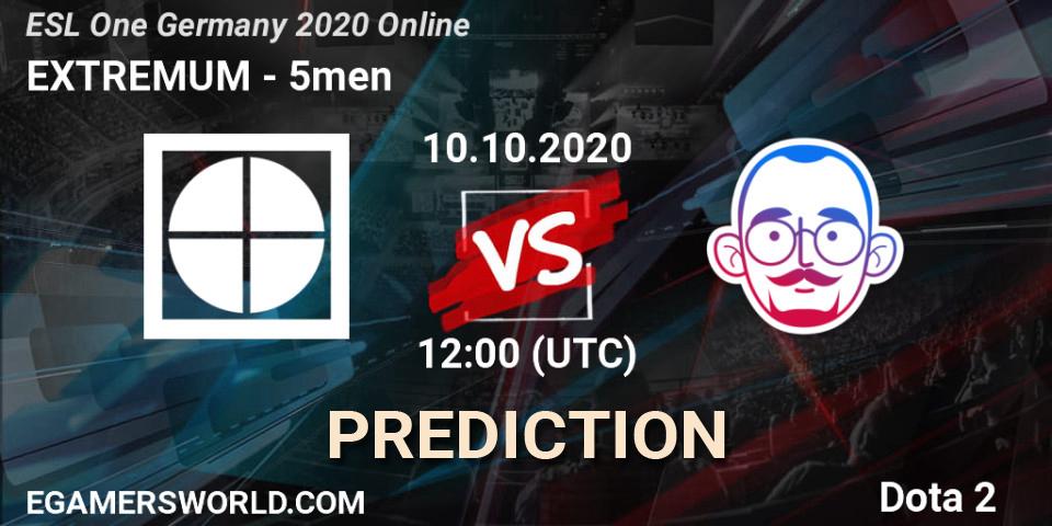 Pronósticos EXTREMUM - 5men. 10.10.2020 at 12:00. ESL One Germany 2020 Online - Dota 2