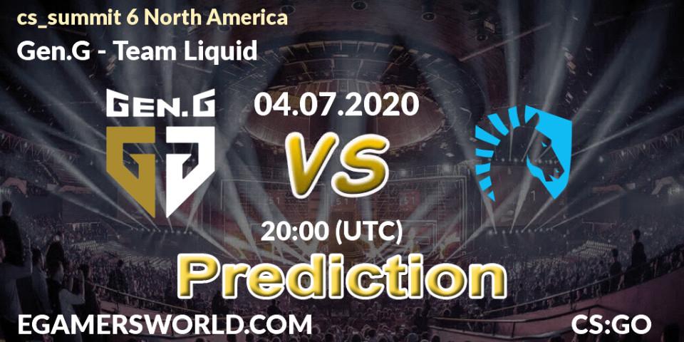 Pronósticos Gen.G - Team Liquid. 04.07.2020 at 20:00. cs_summit 6 North America - Counter-Strike (CS2)