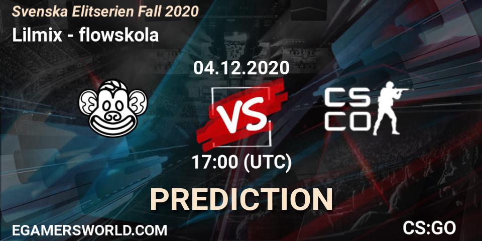 Pronósticos Lilmix - flowskola. 04.12.2020 at 17:00. Svenska Elitserien Fall 2020 - Counter-Strike (CS2)