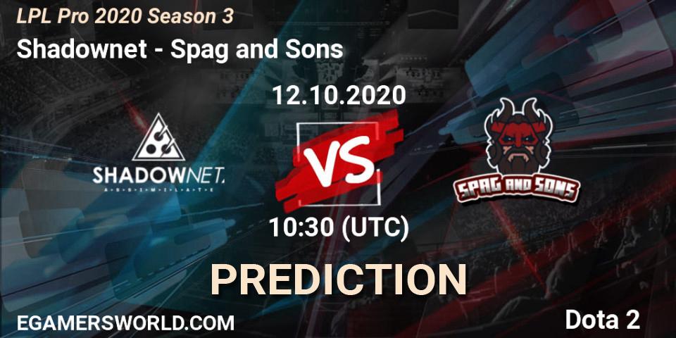Pronósticos Shadownet - Spag and Sons. 12.10.2020 at 09:36. LPL Pro 2020 Season 3 - Dota 2