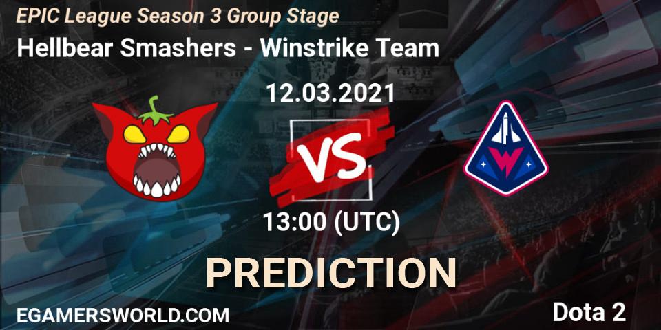 Pronósticos Hellbear Smashers - Winstrike Team. 12.03.2021 at 13:01. EPIC League Season 3 Group Stage - Dota 2
