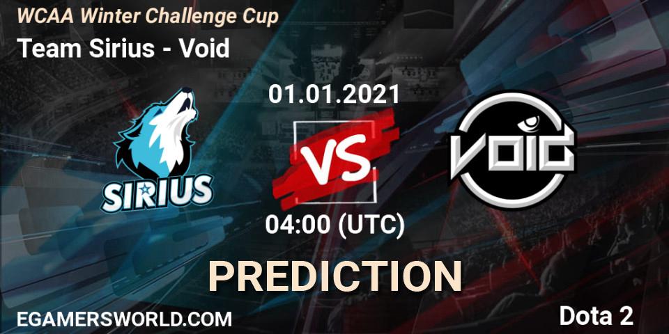 Pronósticos Team Sirius - Void. 01.01.21. WCAA Winter Challenge Cup - Dota 2