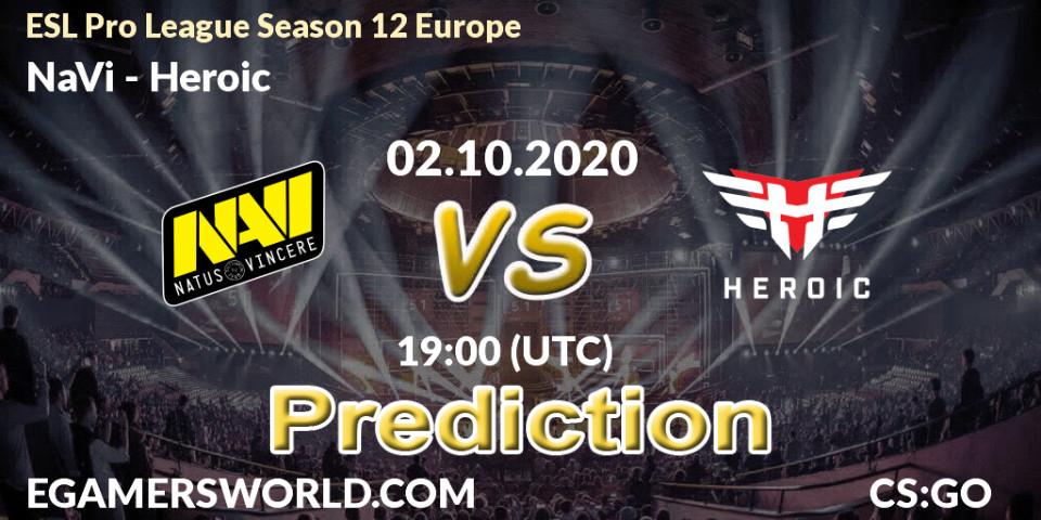 Pronósticos NaVi - Heroic. 02.10.2020 at 19:15. ESL Pro League Season 12 Europe - Counter-Strike (CS2)