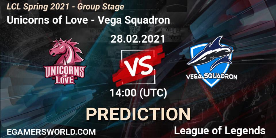 Pronósticos Unicorns of Love - Vega Squadron. 28.02.2021 at 14:00. LCL Spring 2021 - Group Stage - LoL