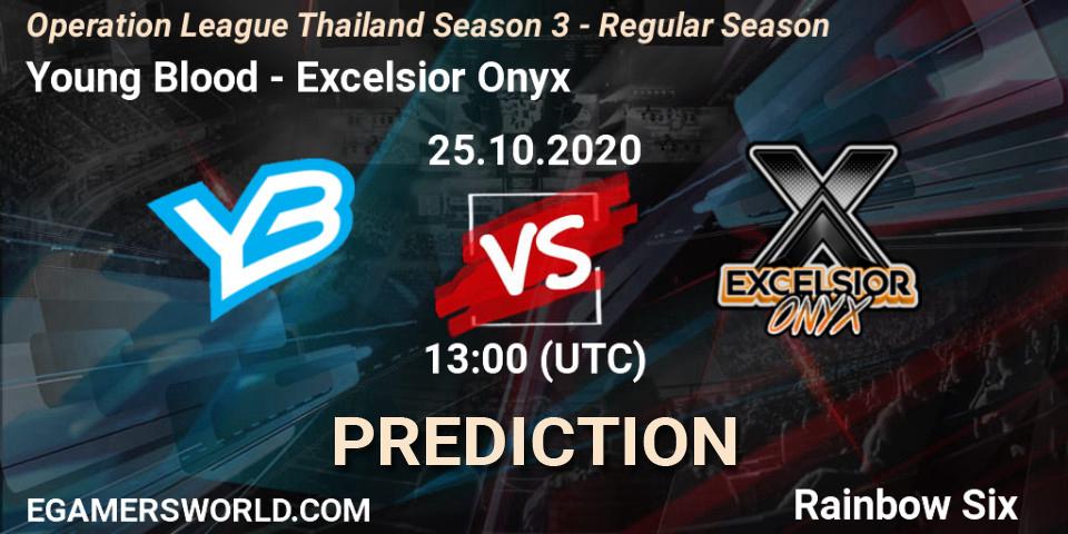 Pronósticos Young Blood - Excelsior Onyx. 25.10.2020 at 13:00. Operation League Thailand Season 3 - Regular Season - Rainbow Six