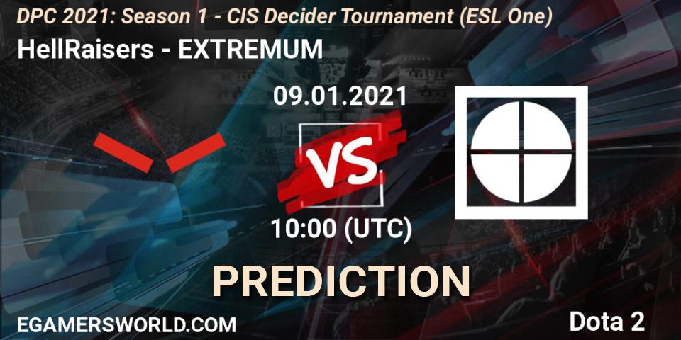 Pronósticos HellRaisers - EXTREMUM. 09.01.2021 at 10:01. DPC 2021: Season 1 - CIS Decider Tournament (ESL One) - Dota 2