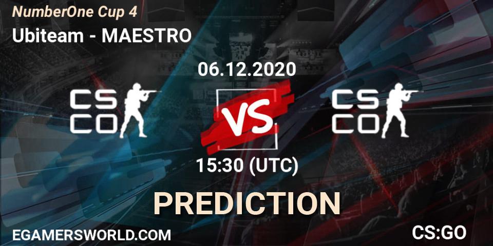 Pronósticos Ubiteam - MAESTRO. 06.12.2020 at 15:00. NumberOne Cup 4 - Counter-Strike (CS2)