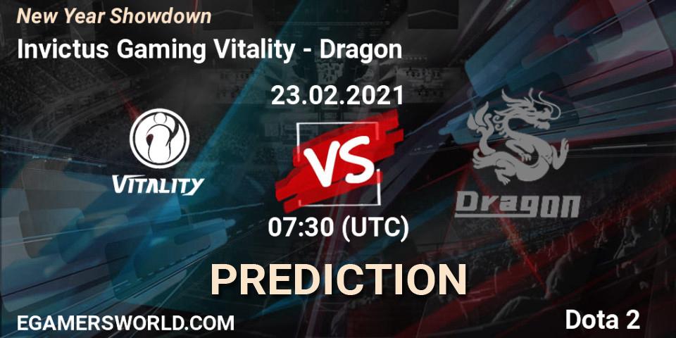 Pronósticos Invictus Gaming Vitality - Dragon. 23.02.2021 at 07:46. New Year Showdown - Dota 2