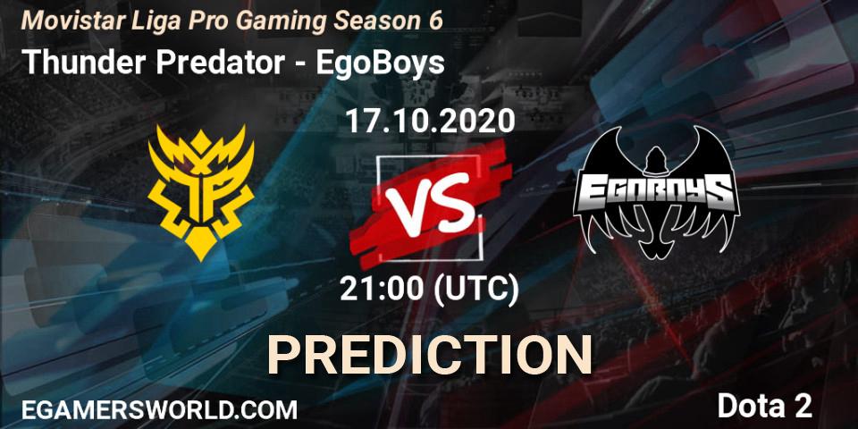 Pronósticos Thunder Predator - EgoBoys. 17.10.20. Movistar Liga Pro Gaming Season 6 - Dota 2