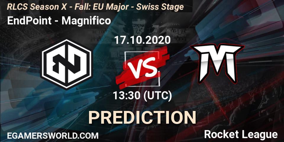 Pronósticos EndPoint - Magnifico. 17.10.2020 at 13:30. RLCS Season X - Fall: EU Major - Swiss Stage - Rocket League