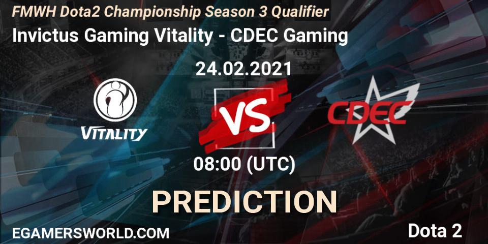 Pronósticos Invictus Gaming Vitality - CDEC Gaming. 24.02.21. FMWH Dota2 Championship Season 3 Qualifier - Dota 2