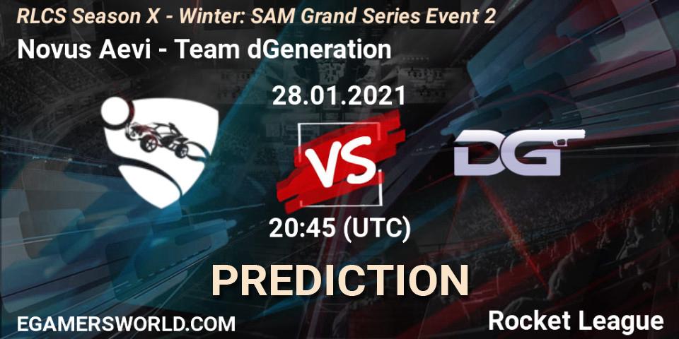 Pronósticos Novus Aevi - Team dGeneration. 28.01.2021 at 20:45. RLCS Season X - Winter: SAM Grand Series Event 2 - Rocket League