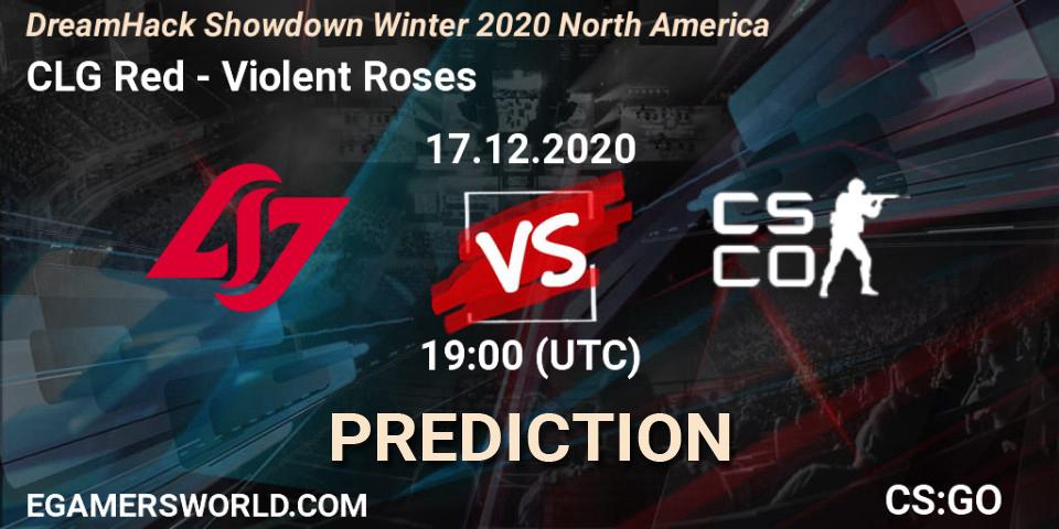 Pronósticos CLG Red - Violent Roses. 17.12.2020 at 19:15. DreamHack Showdown Winter 2020 North America - Counter-Strike (CS2)