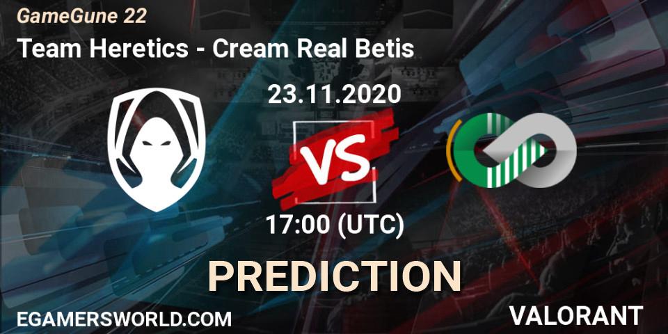 Pronósticos Team Heretics - Cream Real Betis. 23.11.2020 at 17:00. GameGune 22 - VALORANT