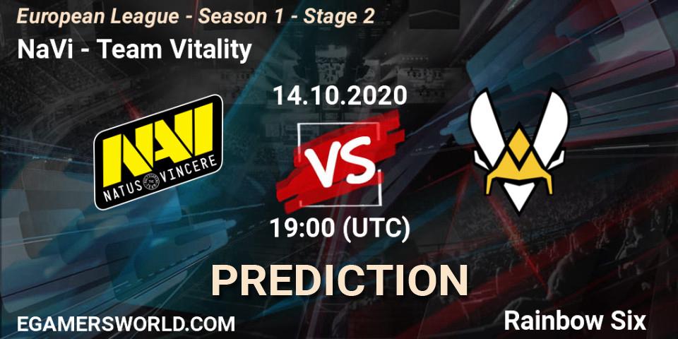 Pronósticos NaVi - Team Vitality. 14.10.2020 at 19:00. European League - Season 1 - Stage 2 - Rainbow Six