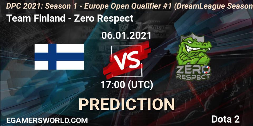 Pronósticos Team Finland - Zero Respect. 06.01.2021 at 17:07. DPC 2021: Season 1 - Europe Open Qualifier #1 (DreamLeague Season 14) - Dota 2