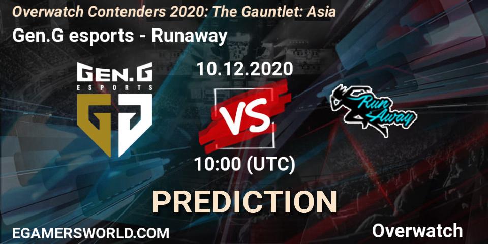 Pronósticos Gen.G esports - Runaway. 10.12.20. Overwatch Contenders 2020: The Gauntlet: Asia - Overwatch