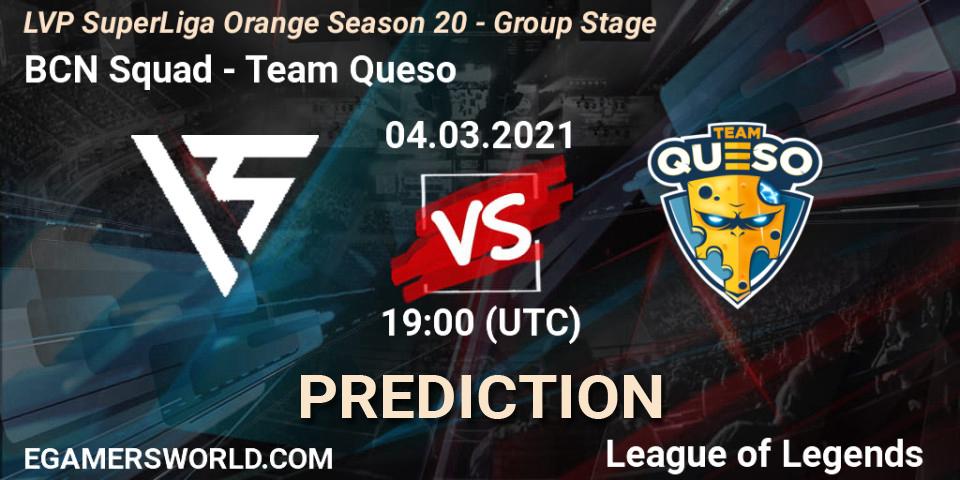 Pronósticos BCN Squad - Team Queso. 04.03.2021 at 19:00. LVP SuperLiga Orange Season 20 - Group Stage - LoL
