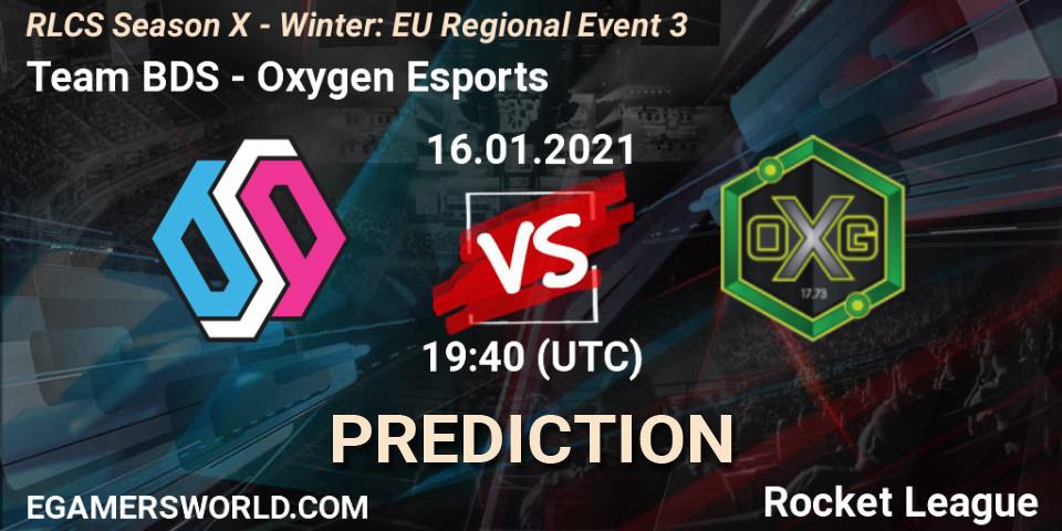 Pronósticos Team BDS - Oxygen Esports. 16.01.2021 at 19:40. RLCS Season X - Winter: EU Regional Event 3 - Rocket League