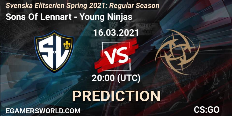 Pronósticos Sons Of Lennart - Young Ninjas. 16.03.2021 at 20:00. Svenska Elitserien Spring 2021: Regular Season - Counter-Strike (CS2)