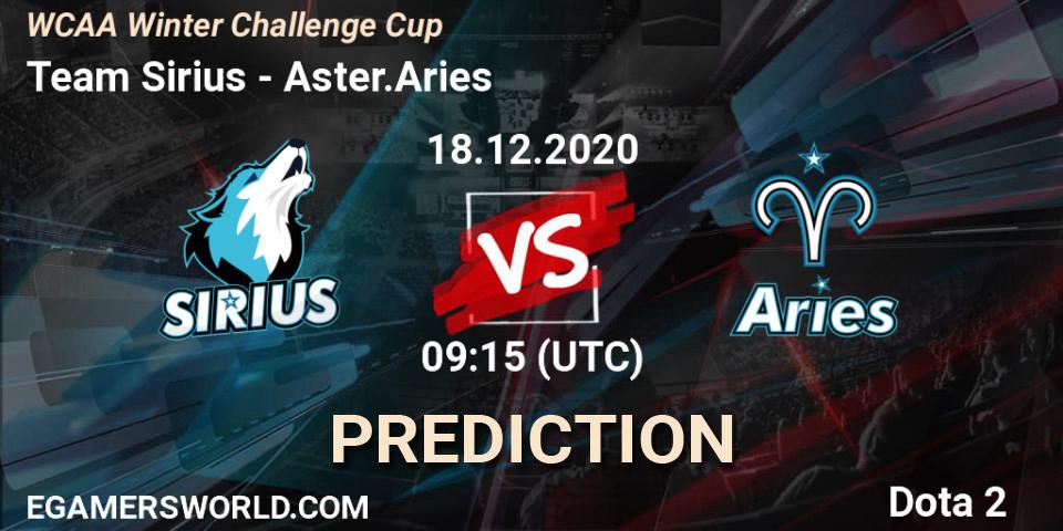 Pronósticos Team Sirius - Aster.Aries. 18.12.2020 at 09:16. WCAA Winter Challenge Cup - Dota 2