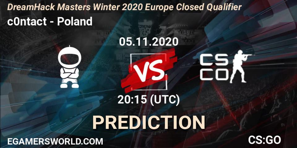 Pronósticos c0ntact - Poland. 05.11.2020 at 20:30. DreamHack Masters Winter 2020 Europe Closed Qualifier - Counter-Strike (CS2)
