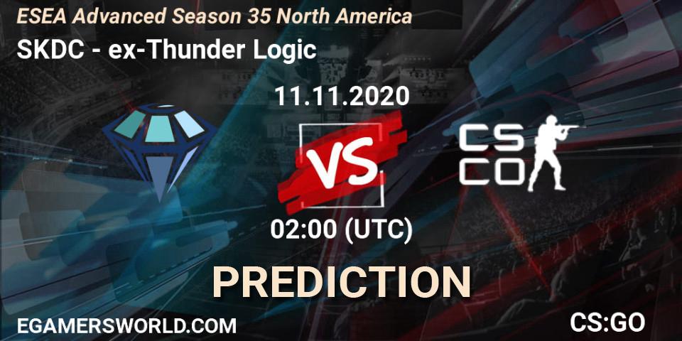 Pronósticos SKDC - ex-Thunder Logic. 11.11.2020 at 02:00. ESEA Advanced Season 35 North America - Counter-Strike (CS2)