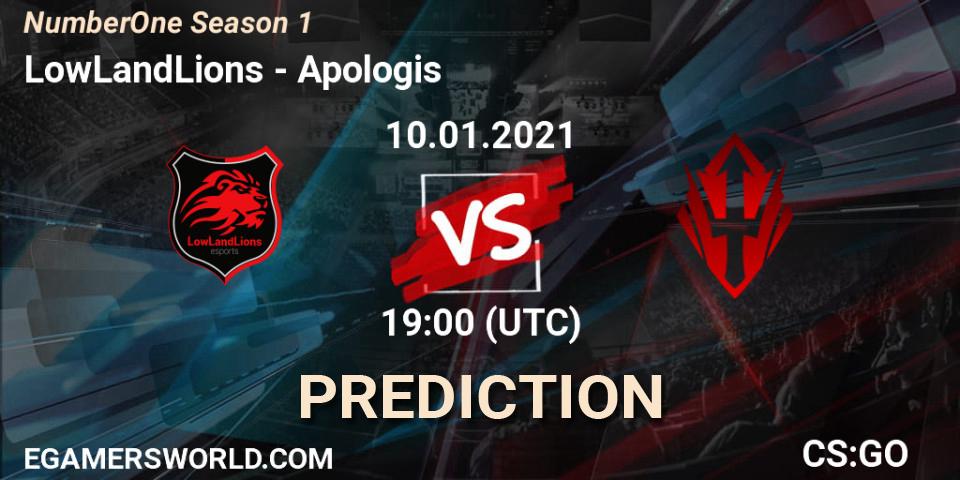 Pronósticos LowLandLions - Apologis. 10.01.2021 at 19:00. NumberOne Season 1 - Counter-Strike (CS2)