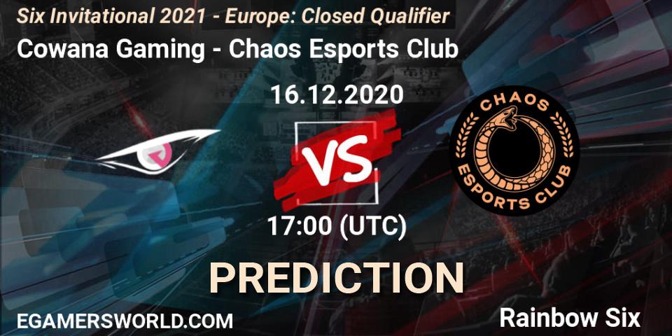 Pronósticos Cowana Gaming - Chaos Esports Club. 16.12.20. Six Invitational 2021 - Europe: Closed Qualifier - Rainbow Six