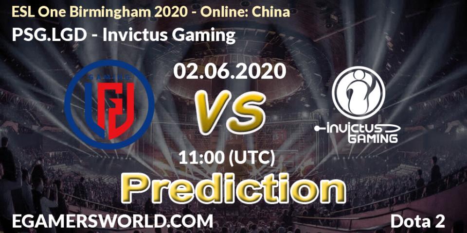 Pronósticos PSG.LGD - Invictus Gaming. 02.06.2020 at 11:00. ESL One Birmingham 2020 - Online: China - Dota 2