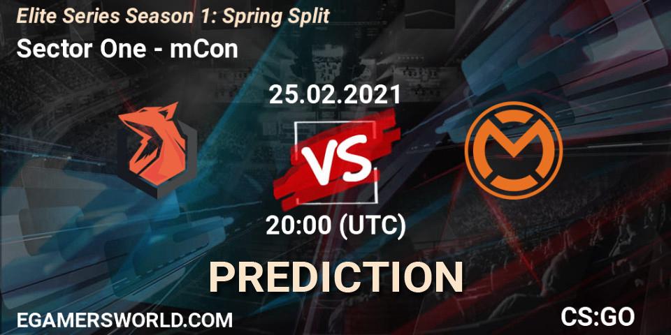 Pronósticos Sector One - mCon. 25.02.2021 at 20:00. Elite Series Season 1: Spring Split - Counter-Strike (CS2)