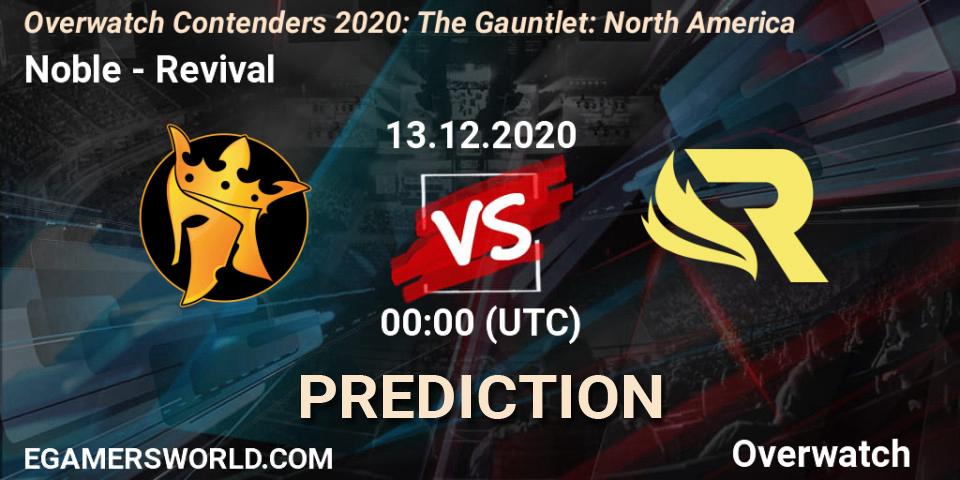 Pronósticos Noble - Revival. 13.12.20. Overwatch Contenders 2020: The Gauntlet: North America - Overwatch