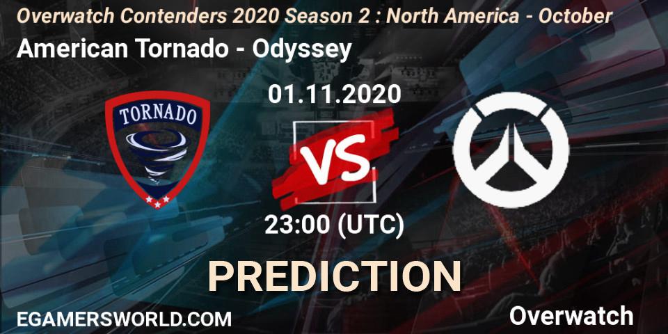 Pronósticos American Tornado - Odyssey. 01.11.2020 at 23:00. Overwatch Contenders 2020 Season 2: North America - October - Overwatch