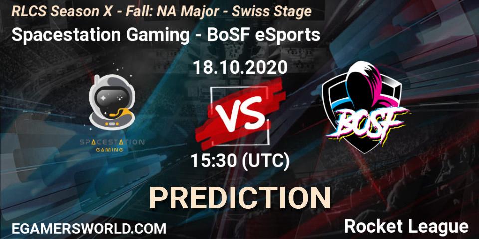 Pronósticos Spacestation Gaming - BoSF eSports. 18.10.2020 at 15:30. RLCS Season X - Fall: NA Major - Swiss Stage - Rocket League
