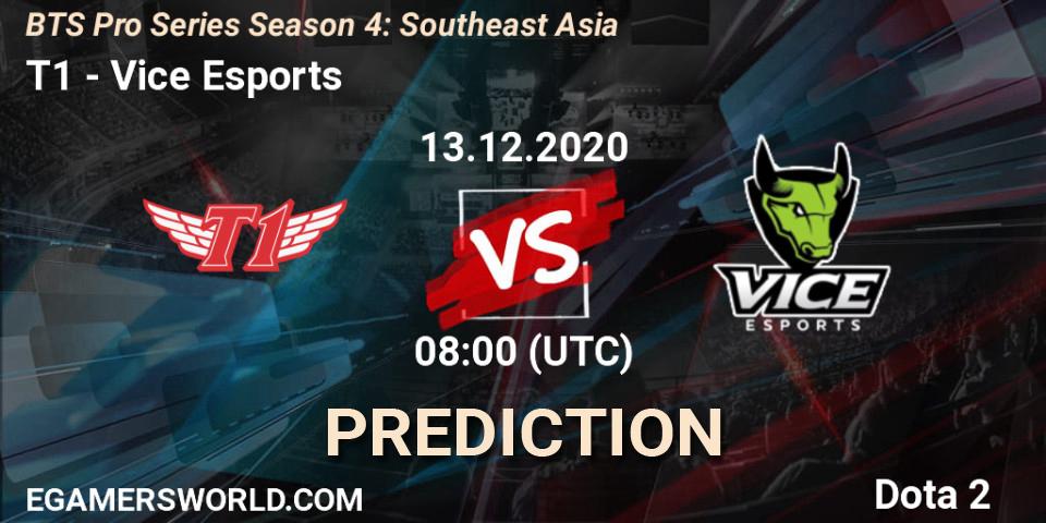 Pronósticos T1 - Vice Esports. 13.12.2020 at 06:01. BTS Pro Series Season 4: Southeast Asia - Dota 2