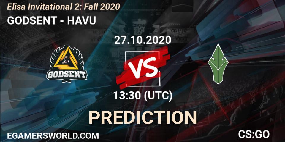 Pronósticos GODSENT - HAVU. 27.10.2020 at 13:30. Elisa Invitational Fall 2020 - Counter-Strike (CS2)