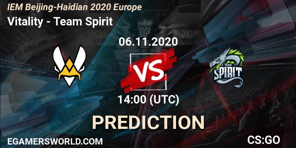 Pronósticos Vitality - Team Spirit. 06.11.20. IEM Beijing-Haidian 2020 Europe - CS2 (CS:GO)