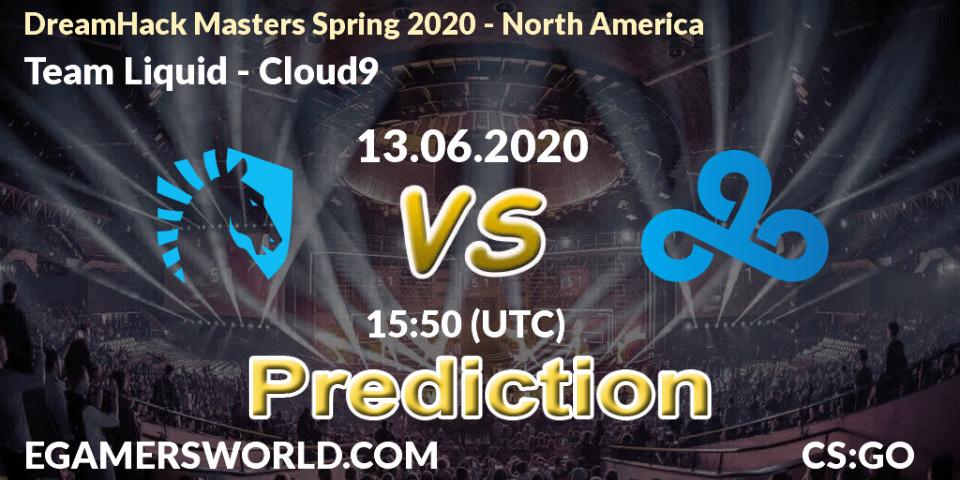 Pronósticos Team Liquid - Cloud9. 13.06.2020 at 15:50. DreamHack Masters Spring 2020 - North America - Counter-Strike (CS2)