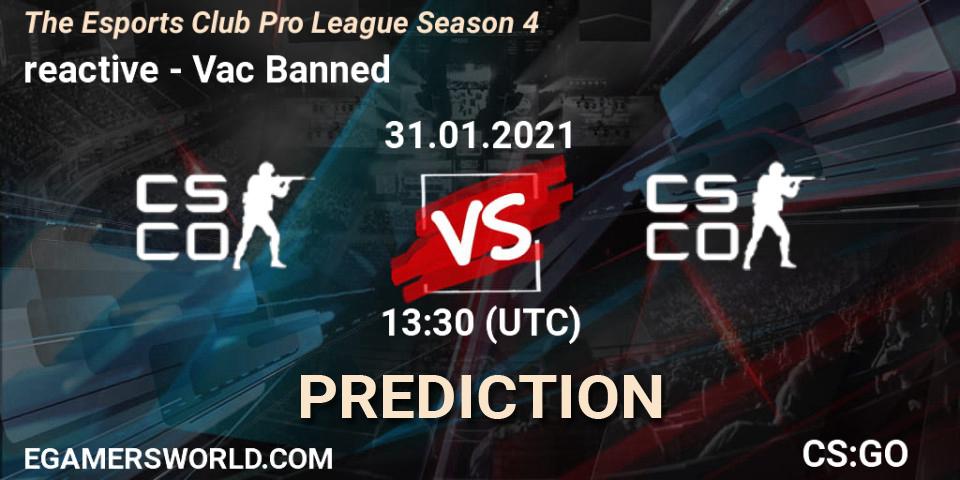 Pronósticos reactive - Vac Banned. 31.01.2021 at 13:30. The Esports Club Pro League Season 4 - Counter-Strike (CS2)