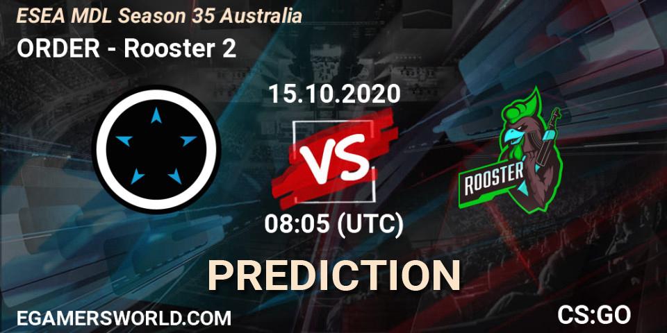 Pronósticos ORDER - Rooster 2. 15.10.2020 at 08:05. ESEA MDL Season 35 Australia - Counter-Strike (CS2)