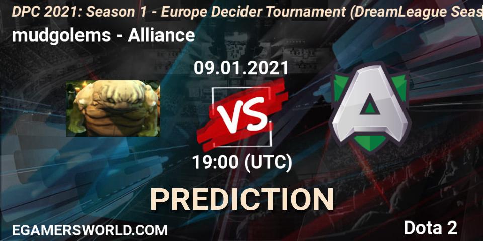 Pronósticos mudgolems - Alliance. 09.01.2021 at 19:00. DPC 2021: Season 1 - Europe Decider Tournament (DreamLeague Season 14) - Dota 2