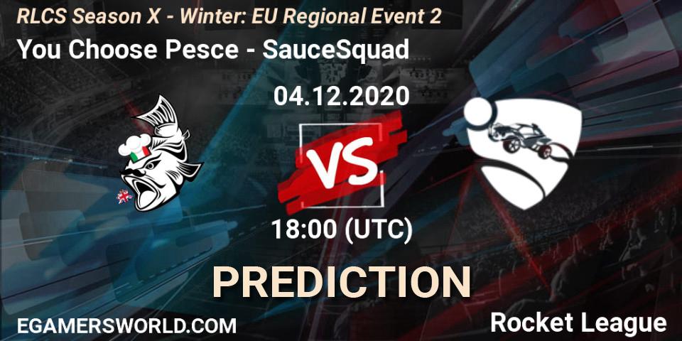 Pronósticos You Choose Pesce - SauceSquad. 04.12.2020 at 18:00. RLCS Season X - Winter: EU Regional Event 2 - Rocket League